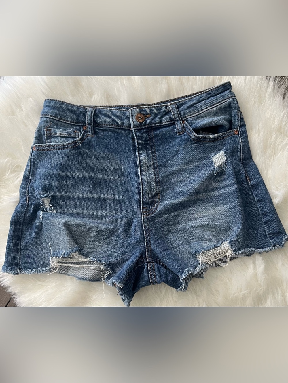 True Craft Blue Distressed Denim Women’s Shorts